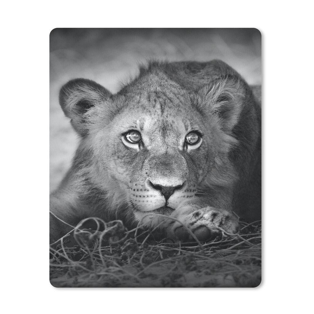MuchoWow Mauspad Mousepad Wildtiere - Löwe - Natur - Schwarz - Weiß 30x40 cm - Mousepads - Maus Mat - Pad - Mausunterlage - Mausmatten