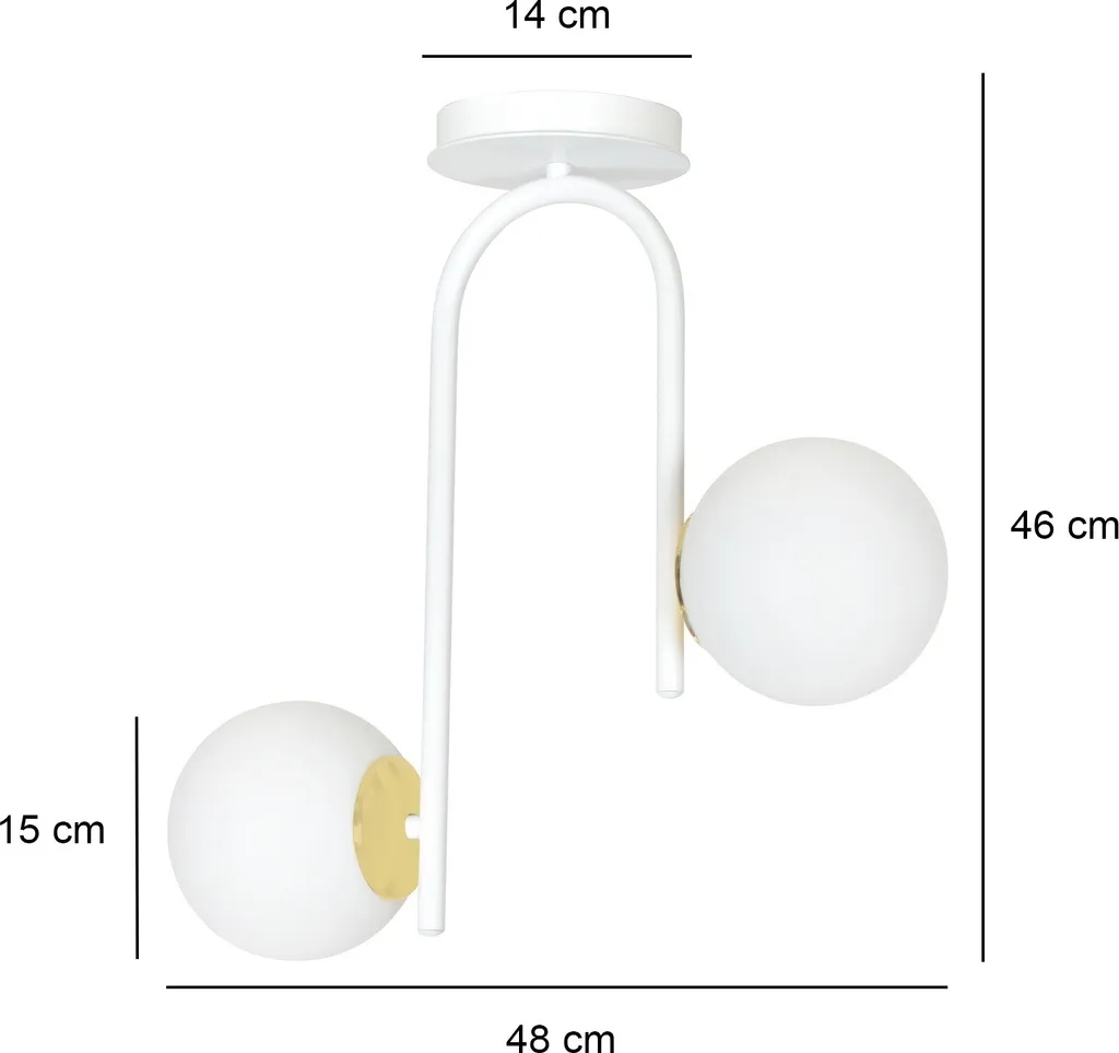 Plafonnier Compact Ragnar 1033/2 Blanc et Or pour Éclairer Petits Espaces