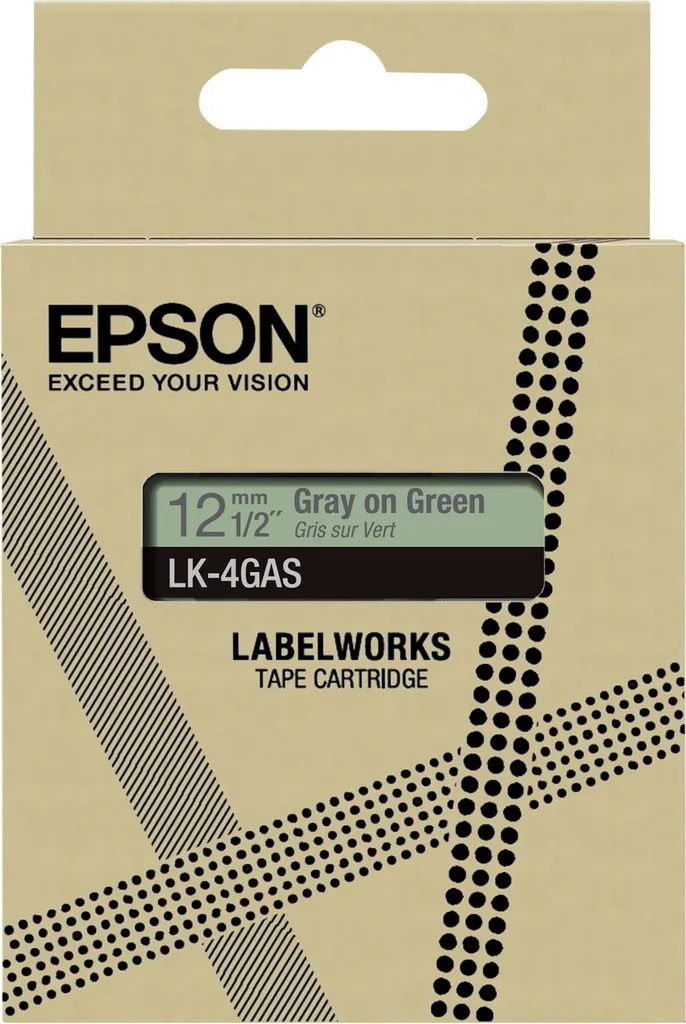 Epson LK-4GAS Nastro 12mm Grigio su Verde Chiaro - Originale LabelWorks - 3