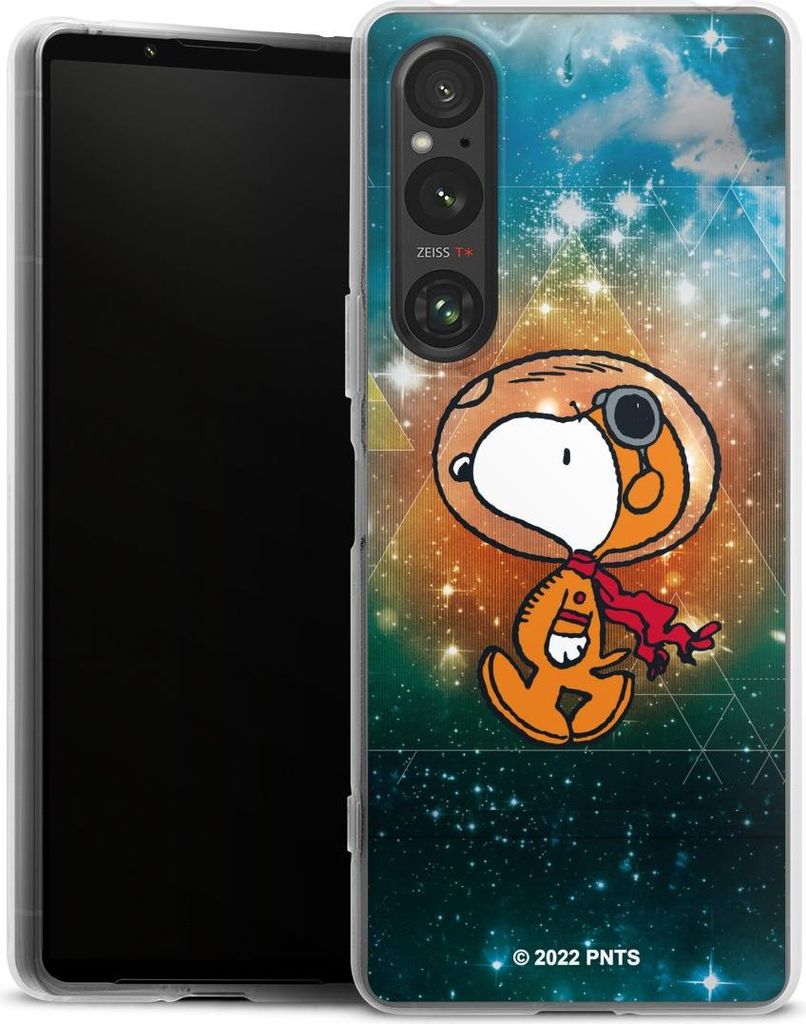 DeinDesign Handyhülle für Sony Xperia 1 V Silikon Hülle Case Smartphone Schutzhülle Astronaut Offizielles Lizenzprodukt Snoopy