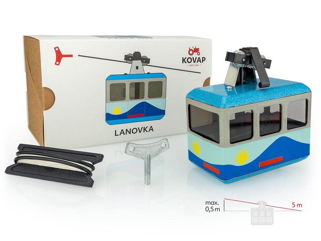 Lanovka modrá na klíček kov 10x7,5cm Obrázek produktu 