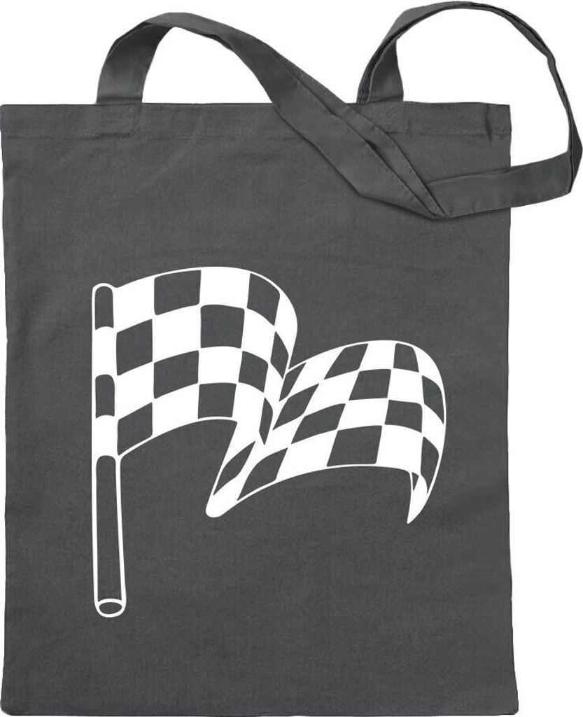 Kiwistar - Baumwolltasche - stahlgrau - Zielflagge - Tragetasche Stoffbeutel Umhängetasche langer Henkel