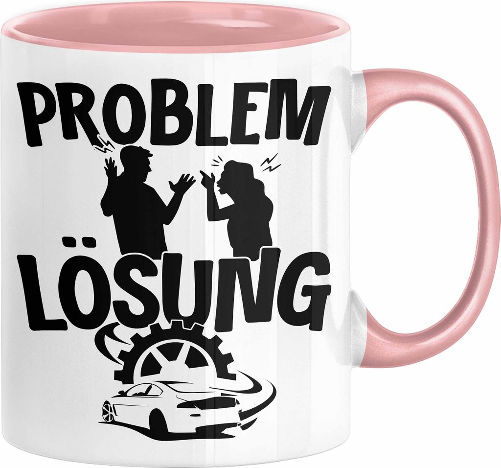 Auto Liebhaber Tasse Geschenk für Driften Männer Geschenkidee Problem und Lösung Drifter (Rosa)