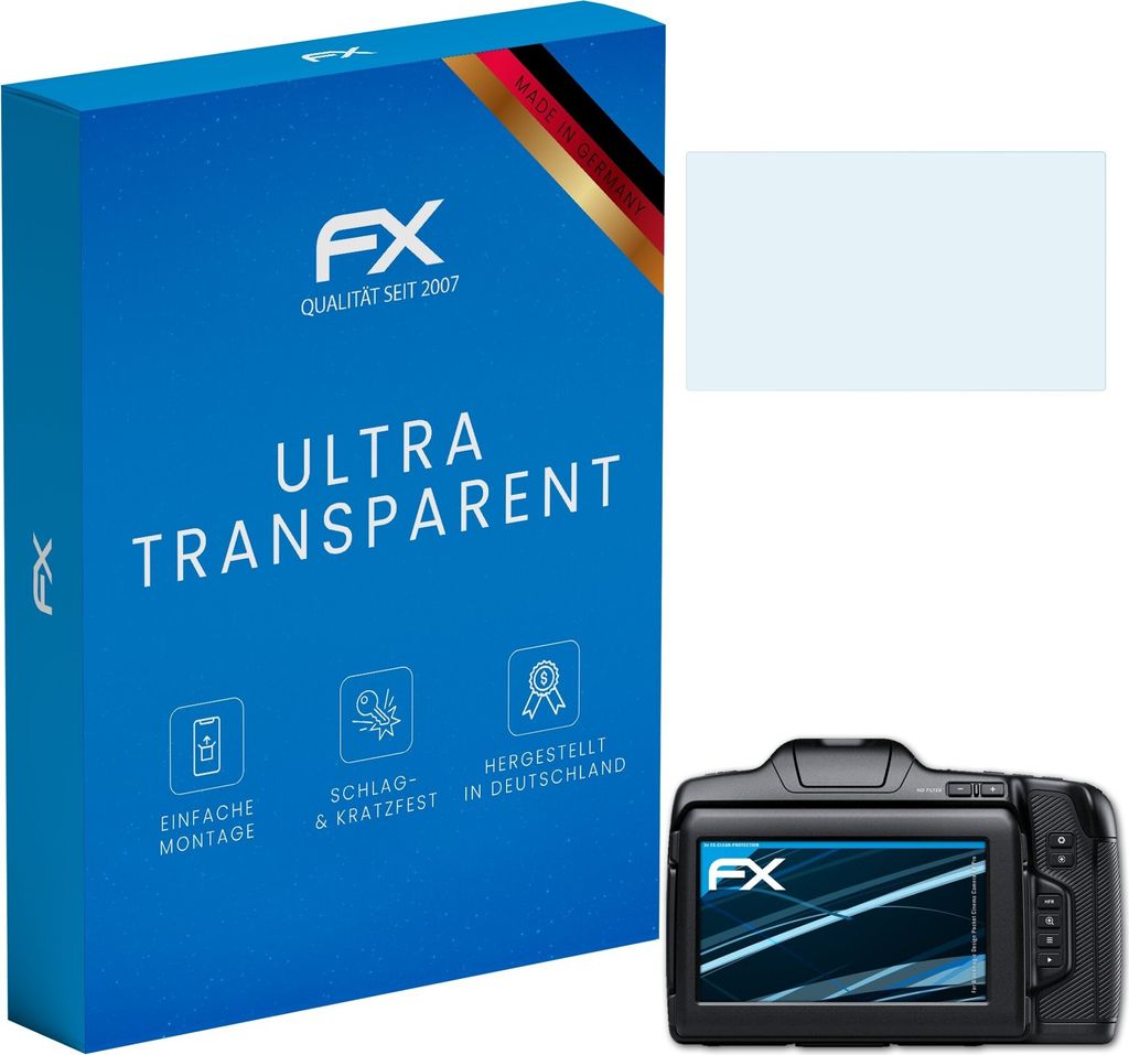 atFoliX FX-Clear 3x Schutzfolie kompatibel mit Blackmagic Design Pocket Cinema Camera 6K Pro Displayschutzfolie