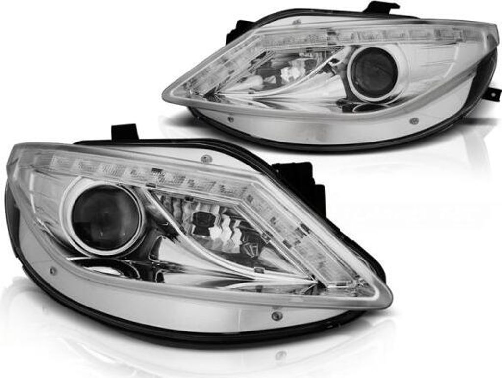 Scheinwerfer LED Tagfahrlicht Optik passend für Seat Ibiza 6J Bj. 08-12 Chrom