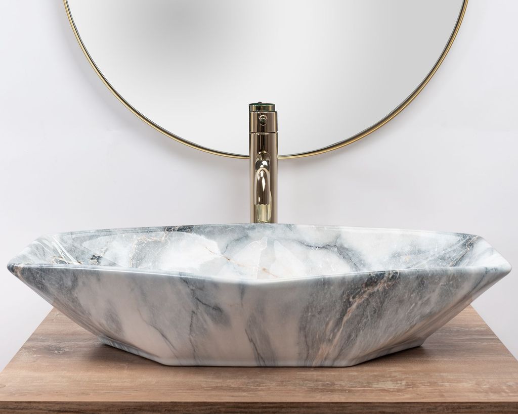 Rea Aufsatzwaschbecken Vegas Granit Shiny Asymmetric Grey Produktbild 
