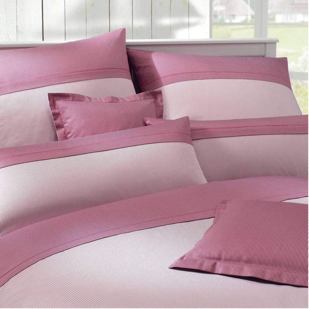Elegante Mako-Satin Bettwäsche Marina 2045-1 Rot maritim, Größe:155x220 cm + 80x80 cm