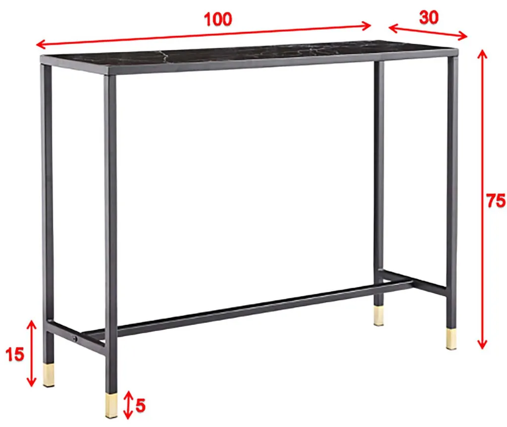 Petite console marbre noir Dipp 30x100 cm pour entrée étroite - 15