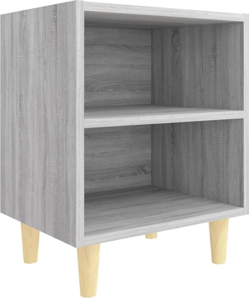 Nachttisch mit Massivholz-Beinen Grau Sonoma 40x30x50 cm