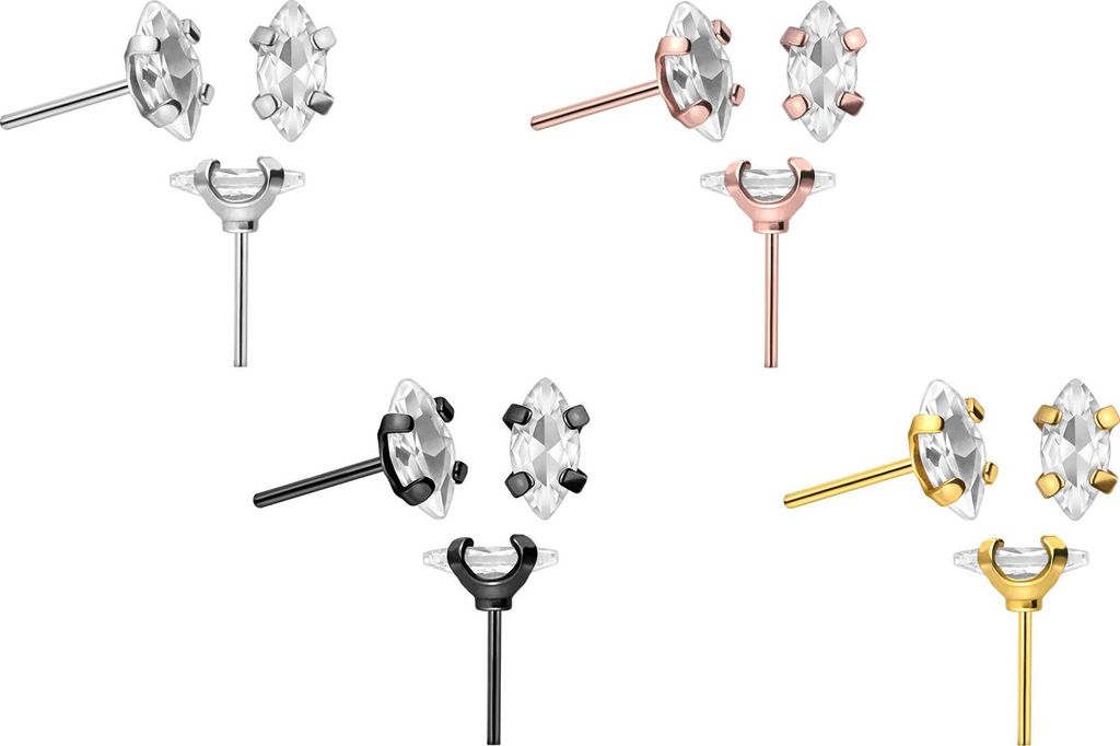 Piercing-Zubehör Titan Aufsatz mit Push Pin EINGEFASSTER KRISTALLTROPFEN Gold Kristallgröße: 2,5 x 5mm