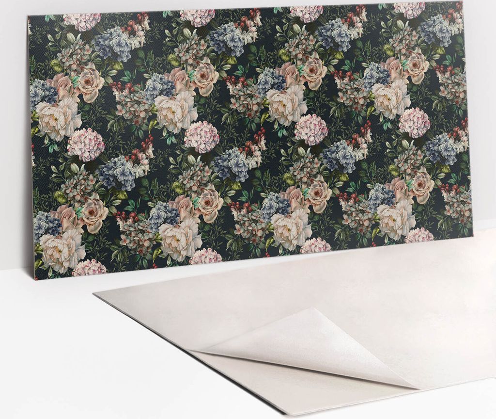 PVC-Wandschutz für die Küche - Stilvoller Schutz für Ihre Wände 100 x 50 Farbenfrohe Blumen