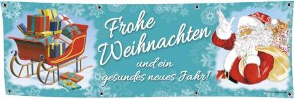 Banner Werbebanner - Frohe Weihnachten und ein gesundes neues Jahr - 3x1m - Spannband - 309980