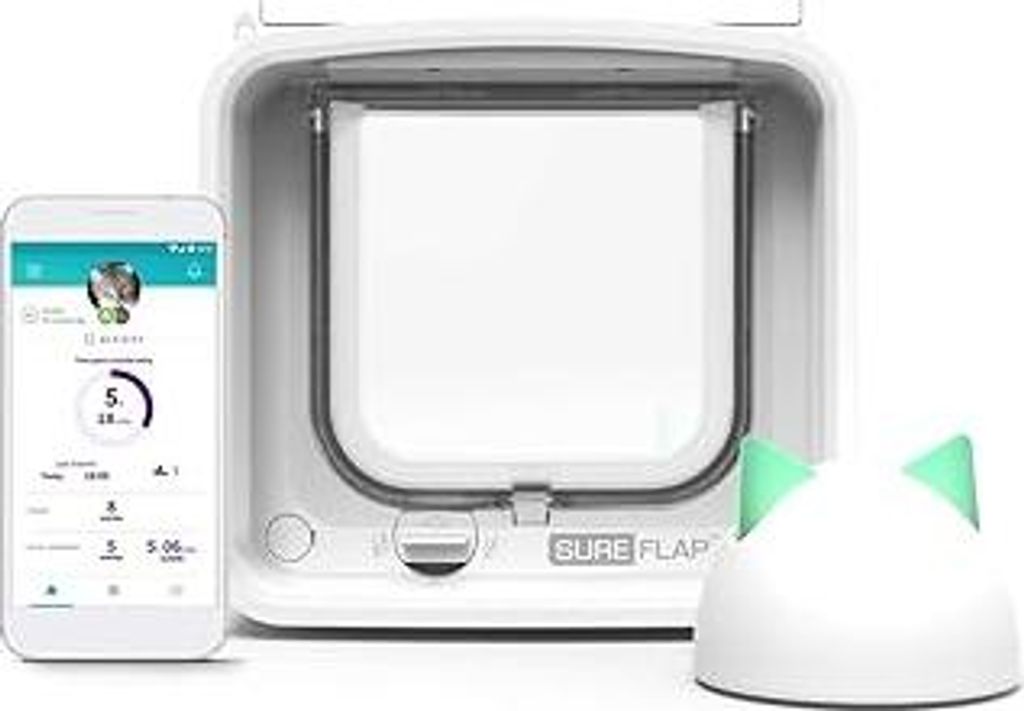 SureFlap Sure Petcare Mikrochip-Katzenklappe Connect mit Sure Petcare Hub, DualScan-Technologie, kompatibel mit RFID-Halsband und Mikrochip, batter...