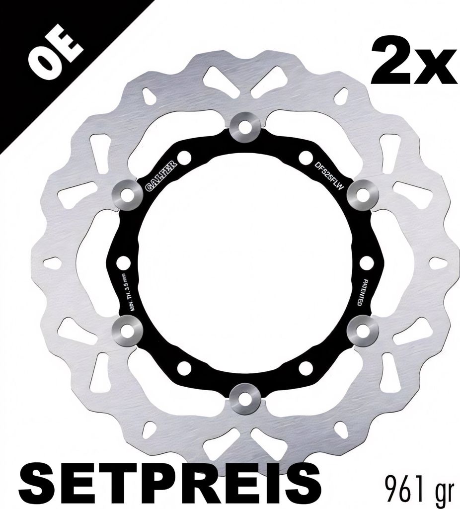Bremsscheibe Set Galfer 2x DF525FLW WAVE schwimmend vorne 267x4mm für Yamaha XP T-Max 500 ccm