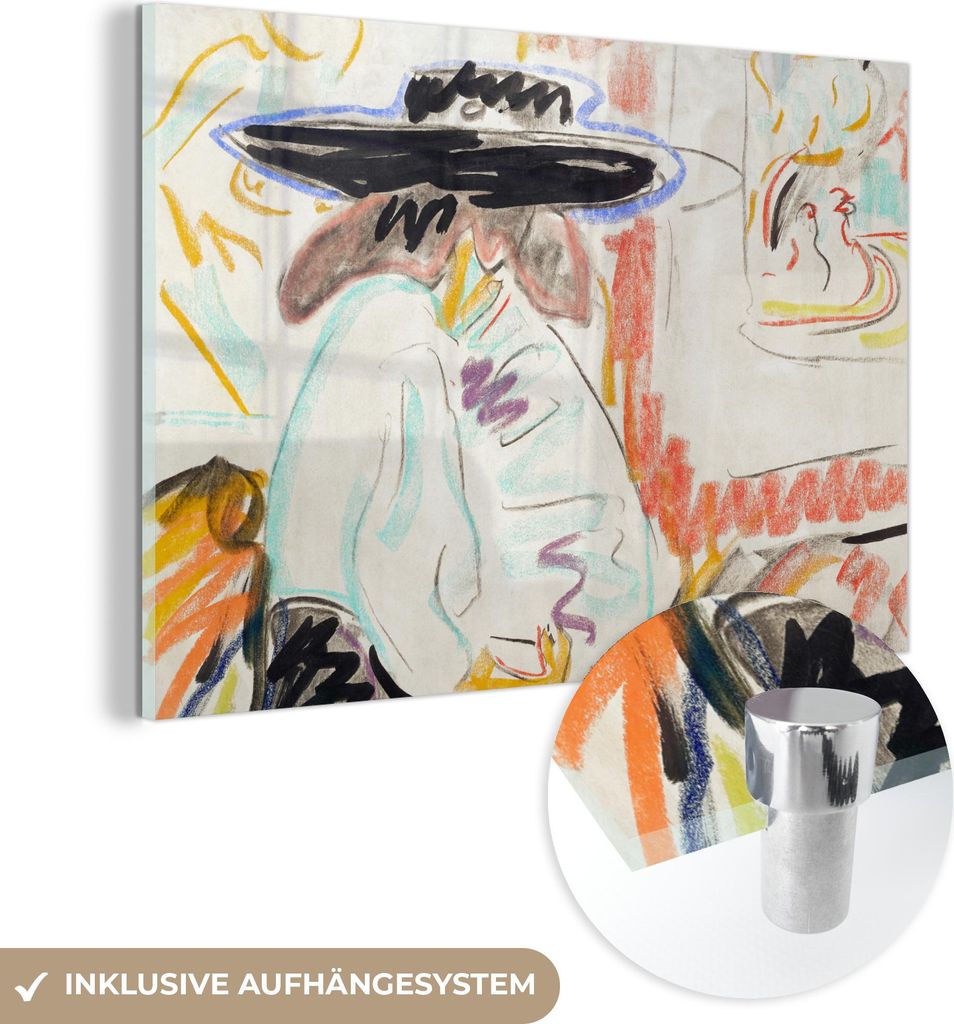 MuchoWow Glasbilder - Bilder auf Wandbild - Foto auf Glas Kunst - Frau - Abstrakt - Alte Meister 60x40 cm Wanddekoration aus Glas - Acrylglasbild -...