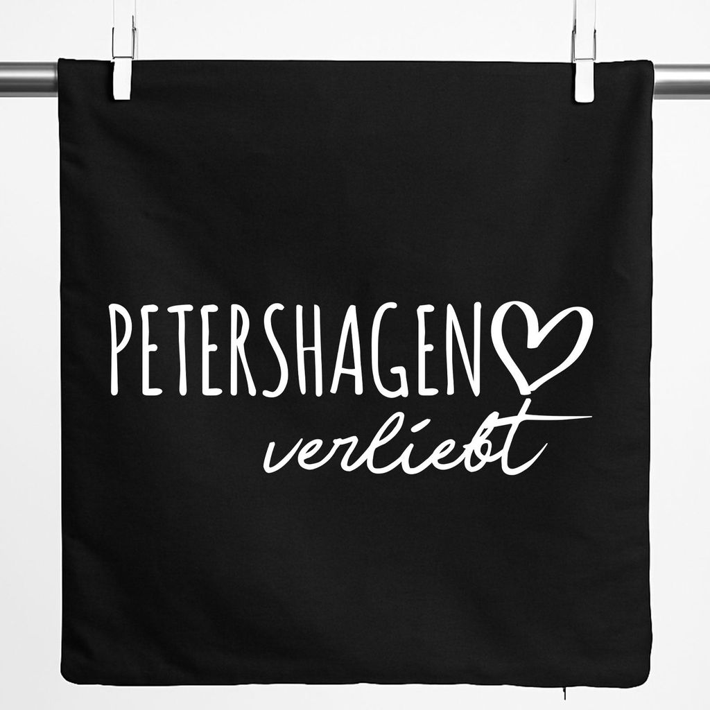 Huuraa Kissenbezug Petershagen verliebt 40x40cm Black Baumwolle Dekokissenbezug Geschenkidee