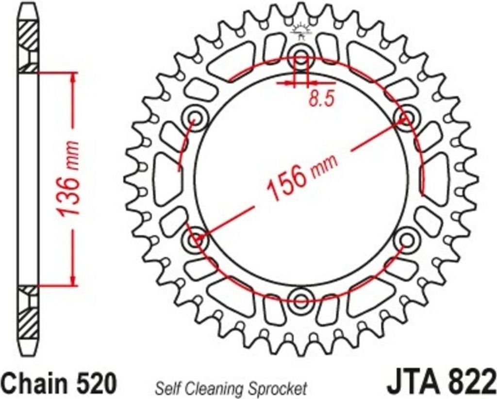 Jt Hinteres Ritzel 702 51 Aluminium Racelite Für Husqvarna Sm 610 (08-09), Suzuki Dr350 (90-03), Rgv 250 (91-96) (70251Jta) (Kette. 52