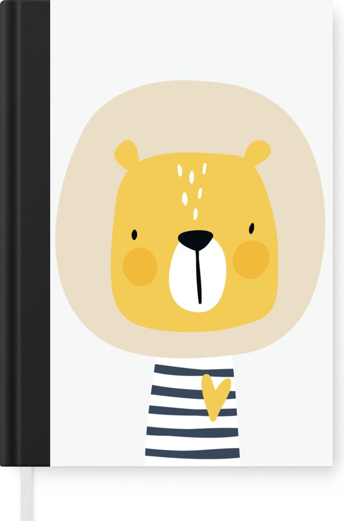MuchoWow Notizbuch Tagebuch Haushaltsbuch Notebook A5 Löwe - Tiere - Illustration - Herz - Kinder - Kind - Notizblock - Notizheft - Notebook - S...