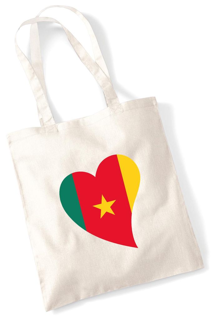 Huuraa Jutebeutel Kamerun Flagge Herz 10 Liter Natural Baumwolle Tasche Geschenkidee