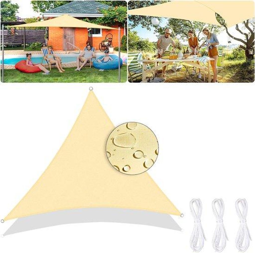 Schattenschild 3 x 3 x 3 m, atmungsaktiv HDPE mit 95% UV-Schutz für Terrasse, Garten, Außen, Balkon (hellgelb)