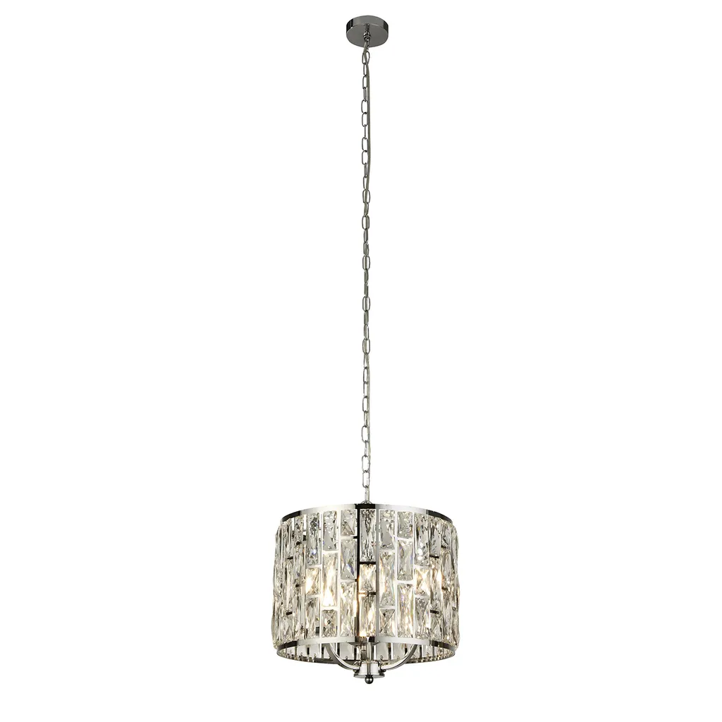 BIJOU Suspension 3 flammes chrome et cristal luminaire design chic 65cm