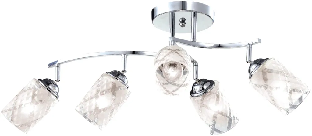 Luminaire de Plafond ALIX en Verre et Chrome - Lustre Moderne 5 Feux