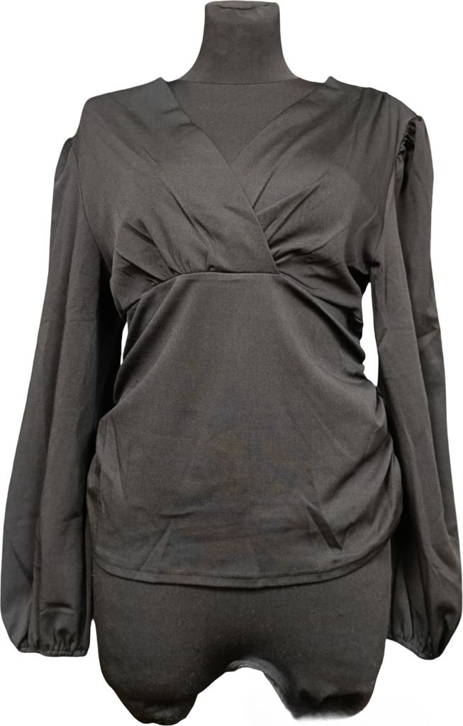 Elegante Damenbluse mit langen Ärmeln und V-Ausschnitt Produktbild 