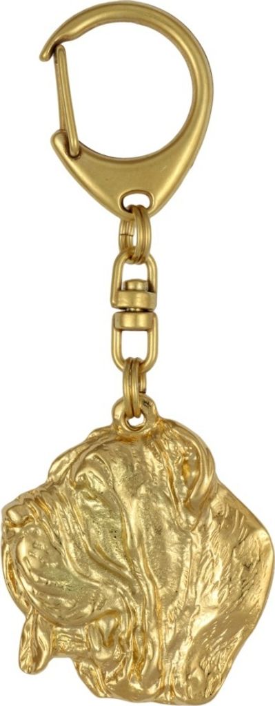 Mastino Napoletano, Neapolitanischer Mastiff - Vergoldeter Schlüsselanhänger mit Hund, Handtaschenschmuck, Luxus-Accessoire der Marke Art-Dog