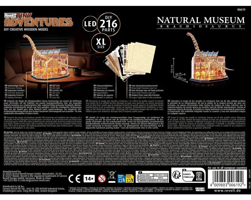 Brachiosaurus Revell Tiny Adventures Puzzle Bois Miniature Facile à Monter - 2