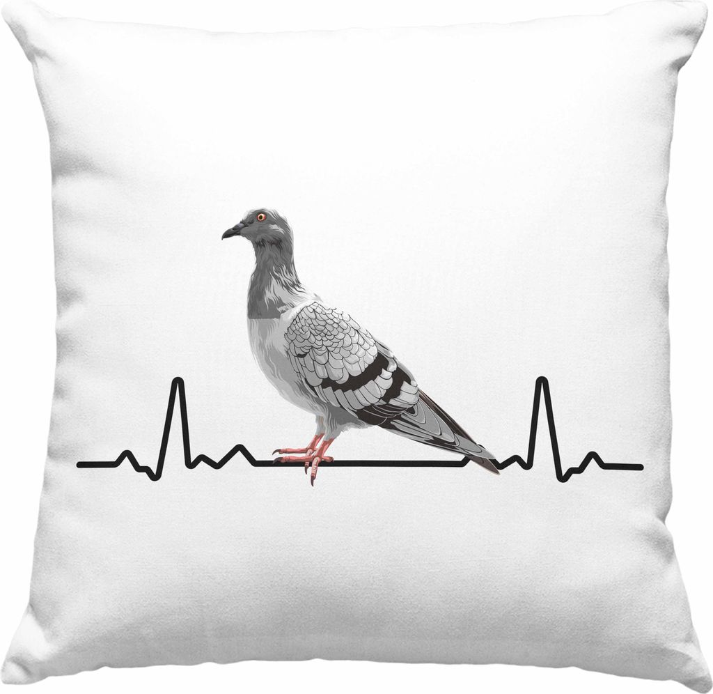 Trendation - Taubenzüchter Herzschlag Geschenk Zaubenzucht Zubehör Tauben Deko-Kissen mit Füllung 40x40 Lustiger Spruch Taubenflüsterer Taubenl...