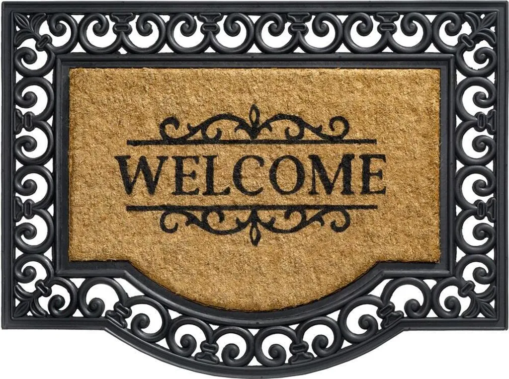 Paillasson coco extérieur Welcome à motifs ornementaux brosse grattante