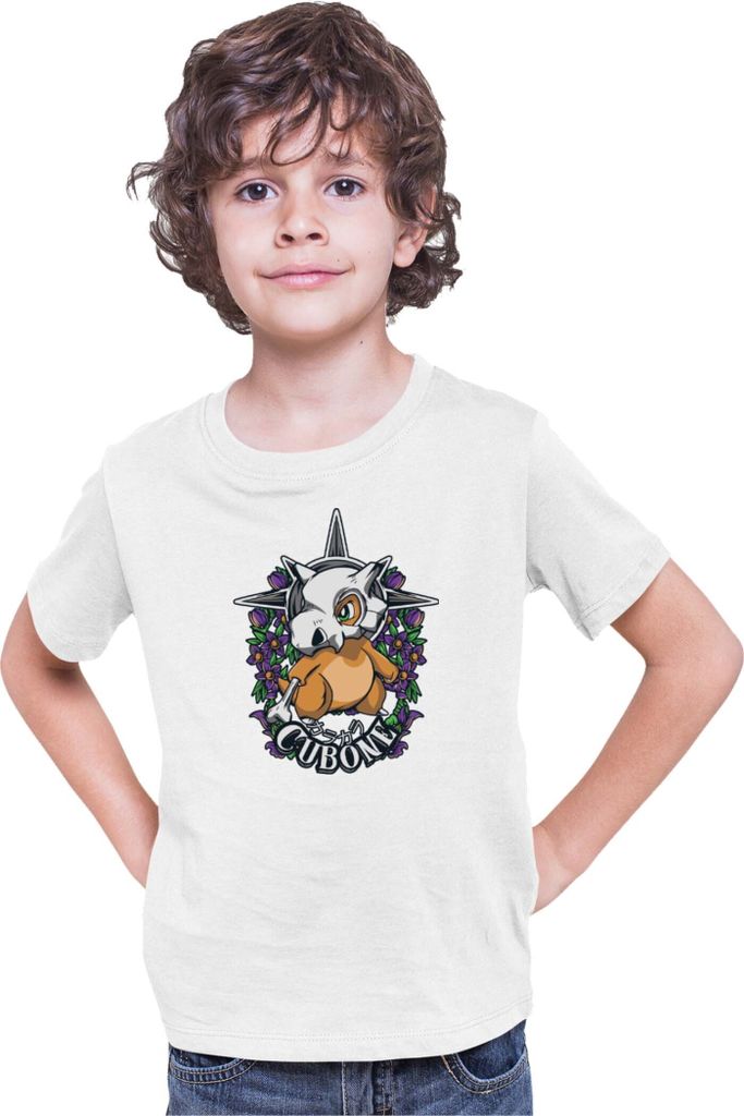 Kinder T-Shirt Japan Anime Manga Pokemon Cubone, 5-6 Jahr - 116 / Weiß