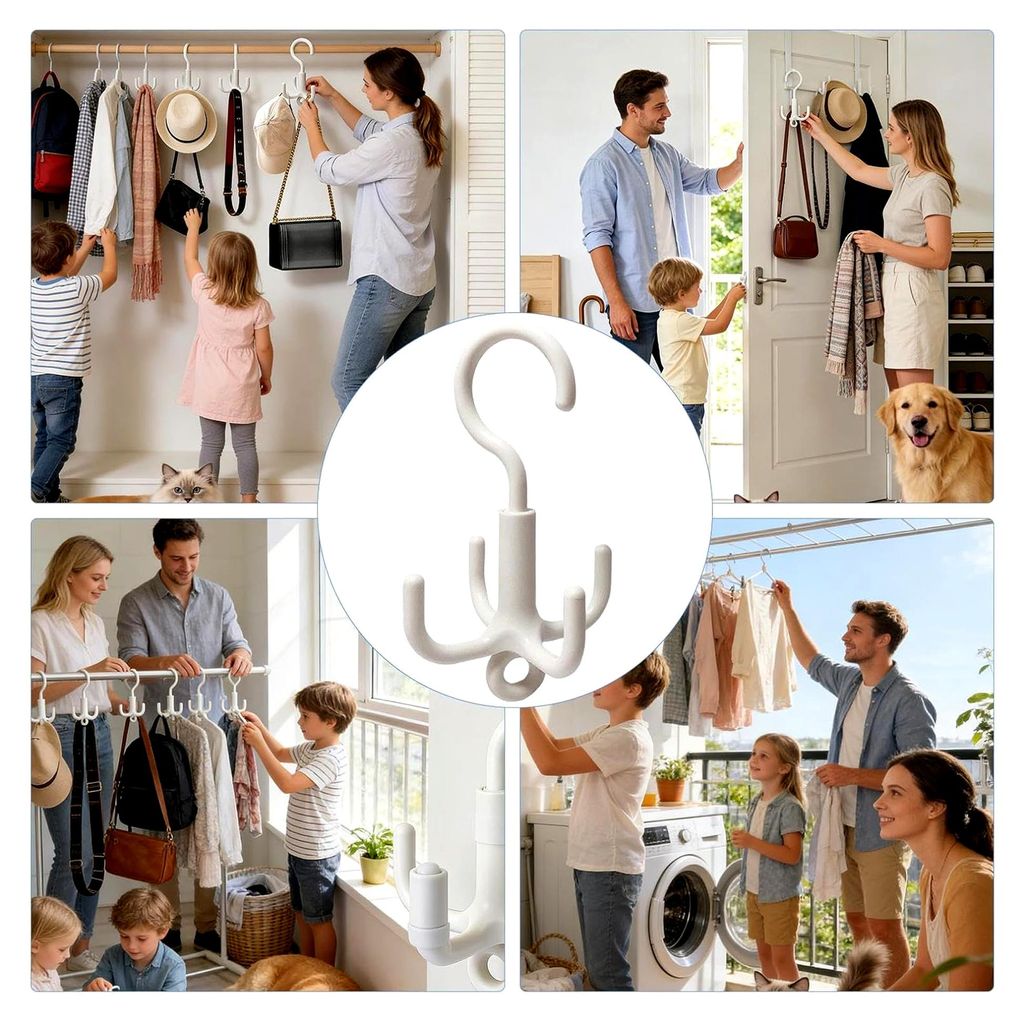 Gürtelbügel, Organizer mit 4 Haken, 360 Grad drehbarer Schalständer, Mehrzweck-Schrankzubehör für Schlafzimmer und Kleiderschränke