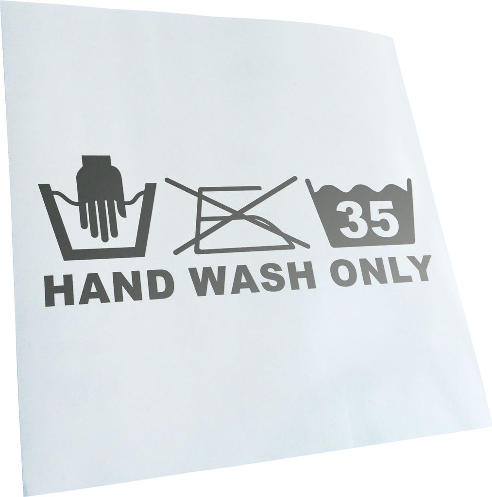 Kiwistar - Autoaufkleber - Hand Wash Only - Silber - 40x14cm - Aufkleber für Auto, Laptop, Fahrrad, LKW, Motorrad Mehrfarbig JDM Decal Racing