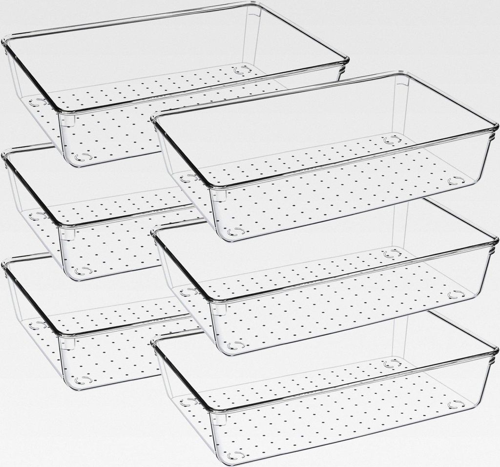 6 Stücke Klar Schubladen Organizer, Orgenizerboxen Schminktisch Sortierbox Schubladen Ordnungssystem, Make Up Badezimmer Drawer Organizer, für K...