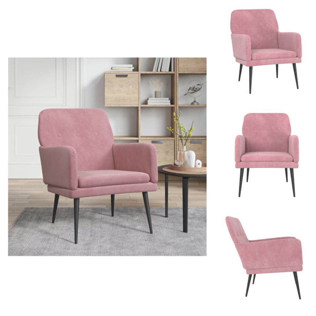 vidaXL Sessel Rosa 62x79x79 cm Samt - Sessel