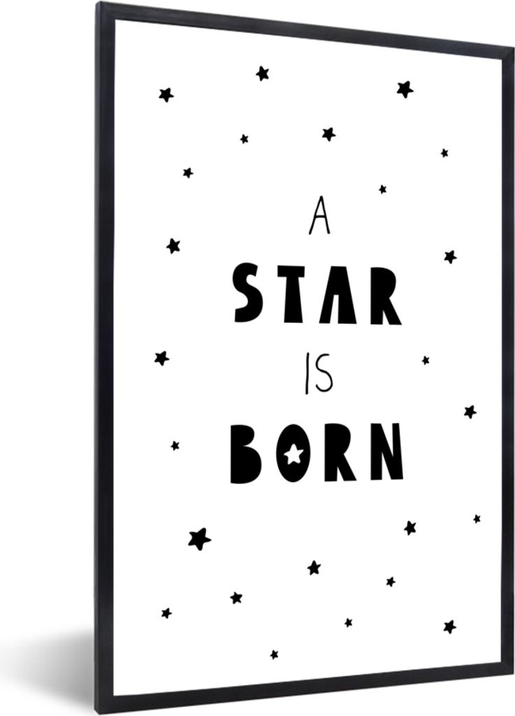 MuchoWow Gerahmtes Poster Zitate - Ein Stern ist geboren - Baby - Kinder - Sprichwörter 60x90 cm - Poster mit Schwarzem Bilderrahmen Wandposter ...