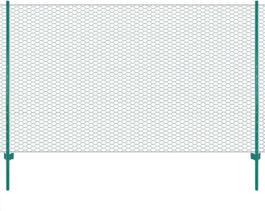 Maschendrahtzaun mit Pfosten Stahl 25 x 1,5 m Grün