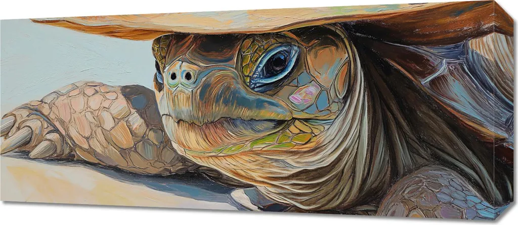 Image Tortue Chapelier 70x30 cm - Impression Fine Art Haute Qualité