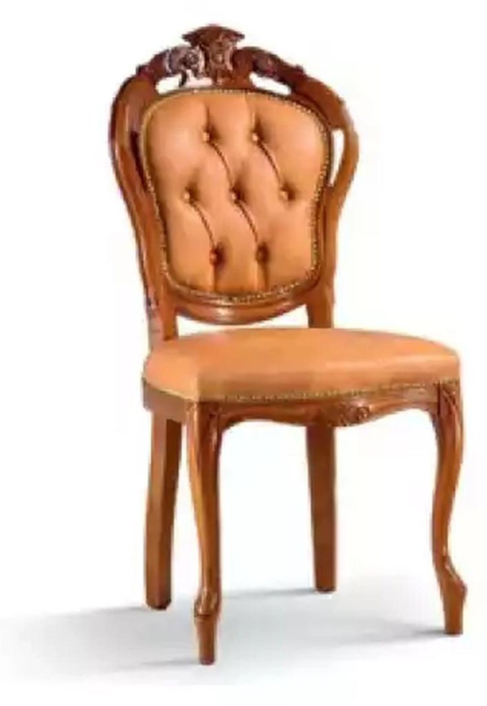 Luxus Stuhl Braun Esszimmer Designer Holz Möbel Stuhl ohne Armlehne