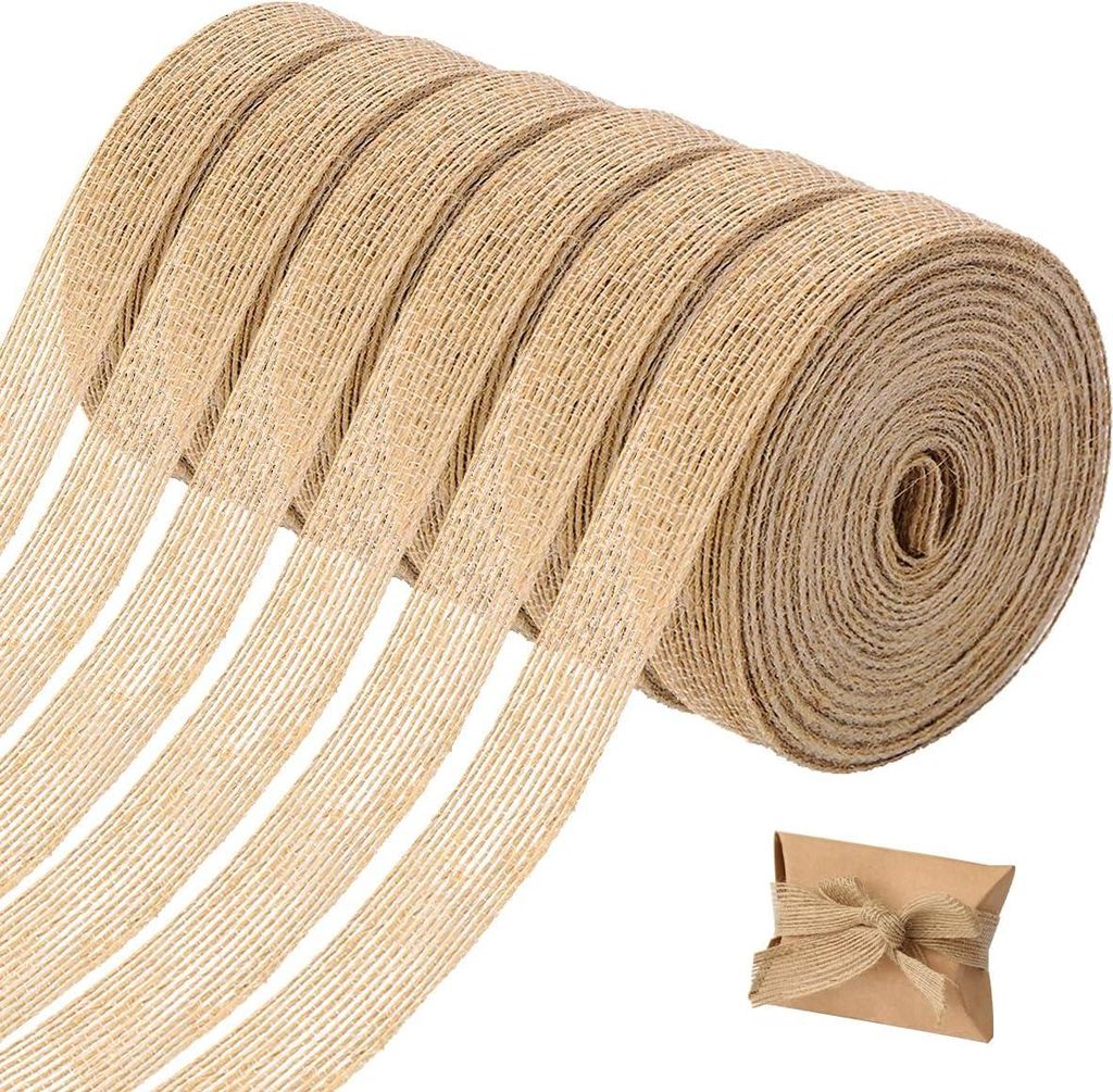 6 Rollen Jute Bänder - Natürliches Juteband - Rolle 1,5 cm Fein - Vintage Dekorationsband Jute - Breites Dekoratives Band - Burlap Band für Gesc...