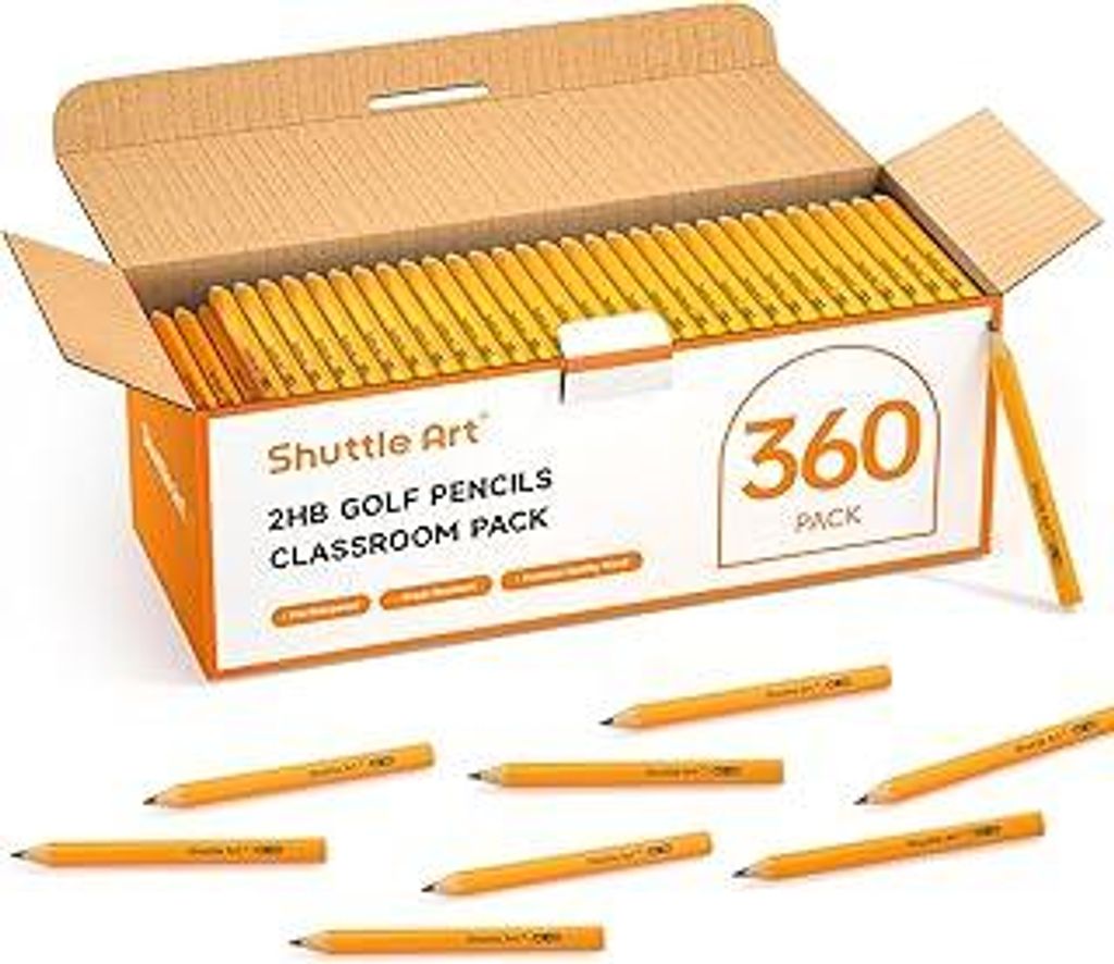 Shuttle Art Mini Bleistifte, 360 Stück 2 HB Bleistift, 8,9cm Golf-Bleistifte, vorgespitzte Graphitstifte in Großverpackung, kleine Bleistift Set ...
