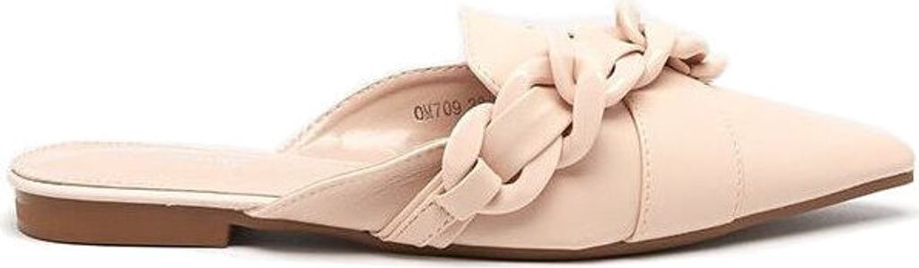 Damen Slipper mit Kette Elegant Slip On Sandalen Badelatschen Erio Beige Gr.40