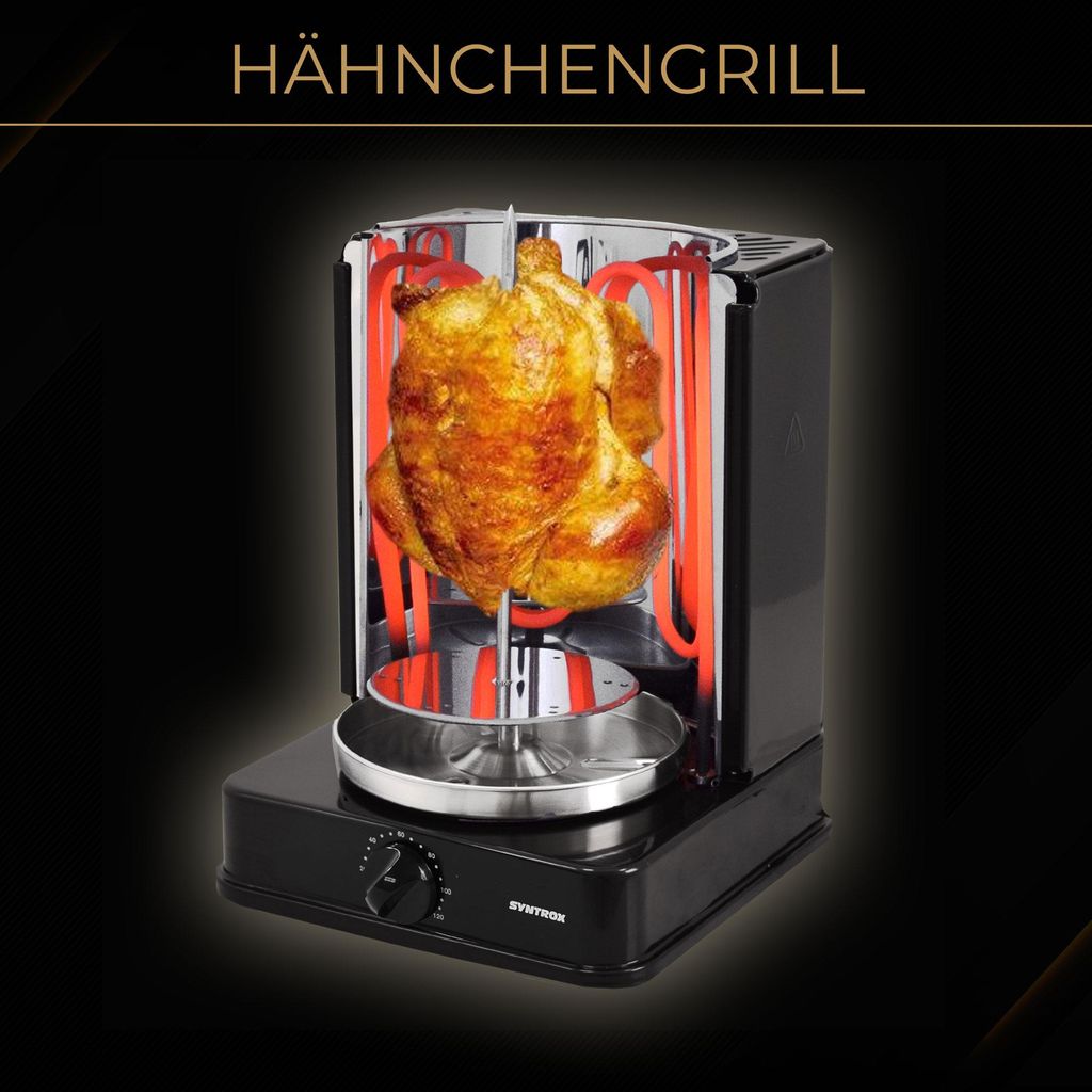 Syntrox Zirkulon Vertikalgrill 1400 W mit 7 Spießen und Produktbild 