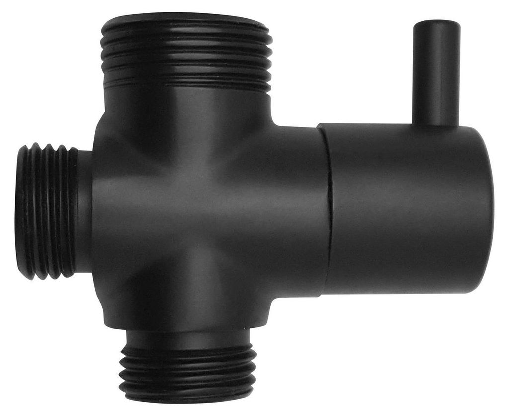 Aqualine Dusche Umsteller M1/2"-M1/2"xM3/4", Schwarz matt