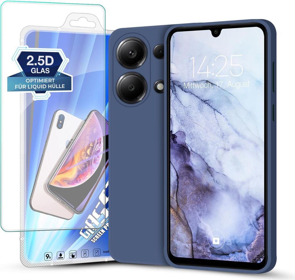 Hülle für Xiaomi Redmi Note 13 Pro mit 9H Displayglas Displayschutz Plus Case Cover Bumper Silikon Softgrip Schutzhülle Farbe: Lavendelblau