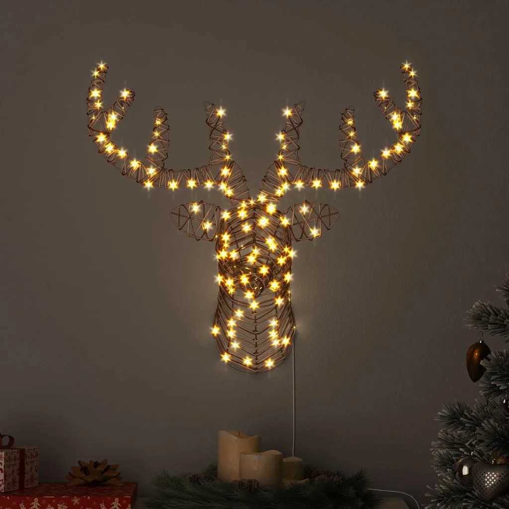 Renne et Traîneau en Rotin Lumineux : Déco de Noël Durable 68x36,5x62 cm
