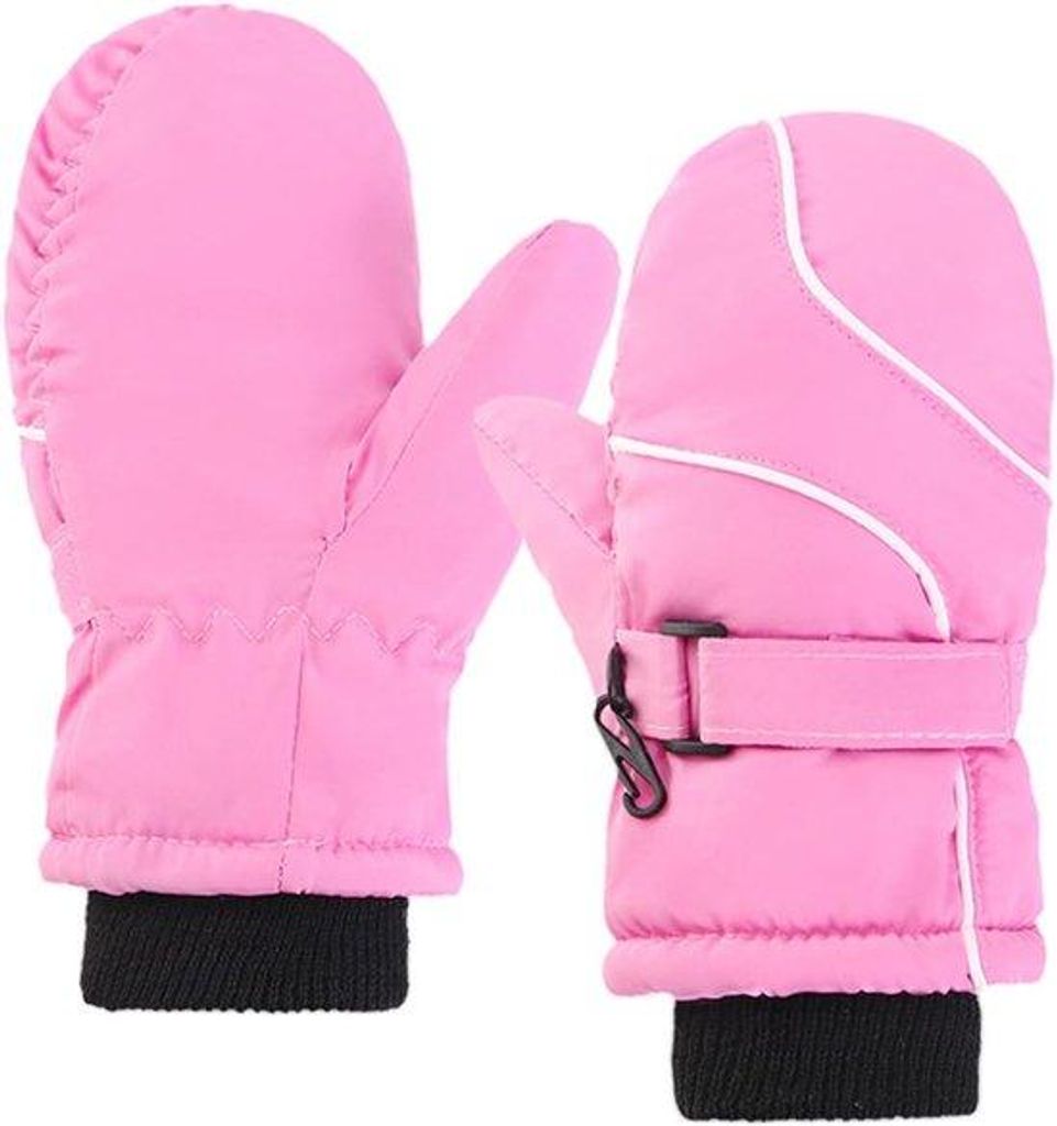 Winterhandschuhe für Kinder, wasserdicht und rutschfest, für Kinder von 4 bis 8 Jahren (rosa).
