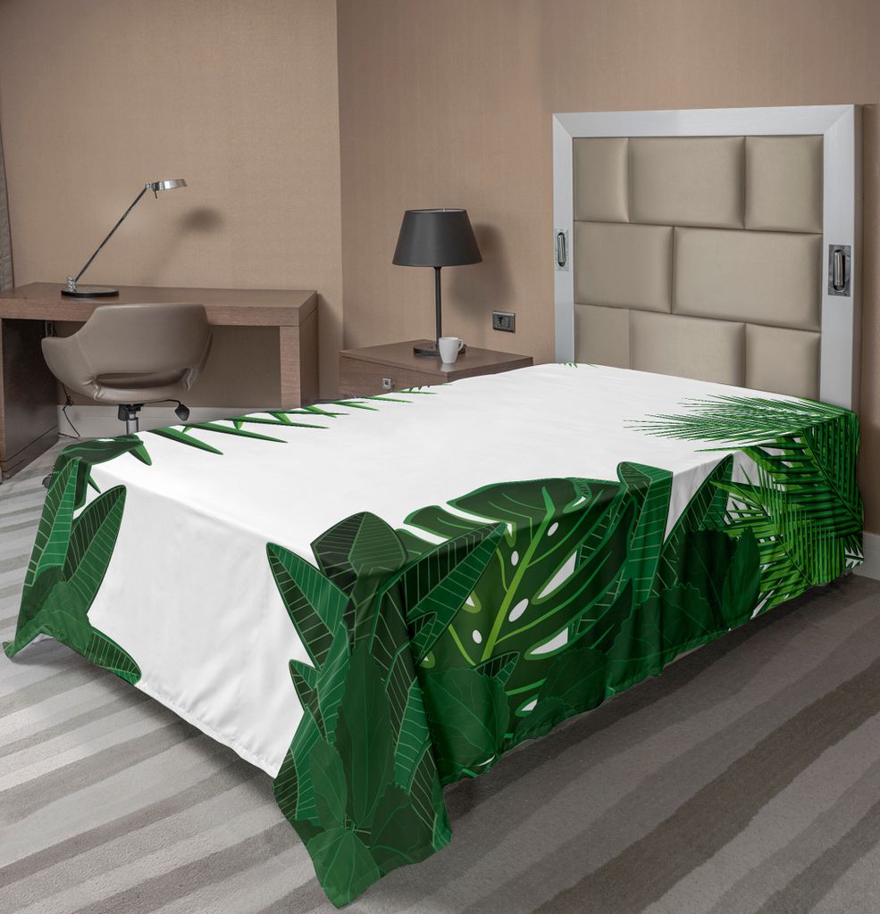 ABAKUHAUS Blatt Bettlaken, Exotische Fantasie Hawaiie Tropische Palmblätter Mit Stilvoller Grafik Mit Blumen, weiches bequemes oberes Bettlaken f...