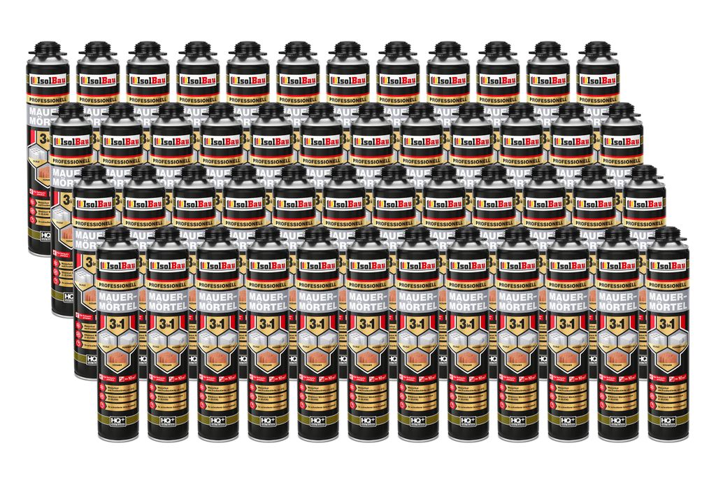 Isolbau Mauermörtel Pistolenschaum Montageschaum Klebeschaum 3in1 PolyurethanMörtel 48 x 750ml